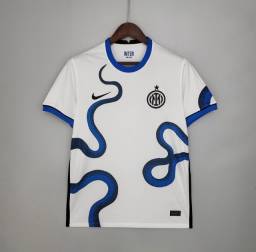 Título do anúncio: Camisa Inter de Milão Away 21/22 Torcedor Nike Masculina - Branca, Azul e Preta 