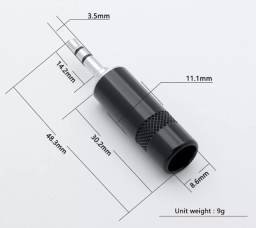 Título do anúncio: Plug TRS 3,5mm ( P2 Stereo ) para cabos 8mm