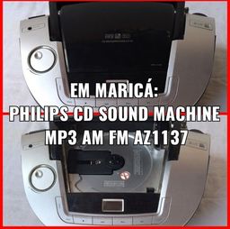 Título do anúncio: Em Maricá Philips CD Sound Machine MP3 AM FM Bivolt Pilhas AZ1137 funcionando! <br>