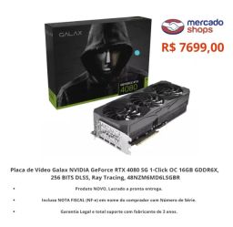 Placa De Vídeo Galax NVidia GeForce RTX 4080 SG 1-CLICK, 16GB