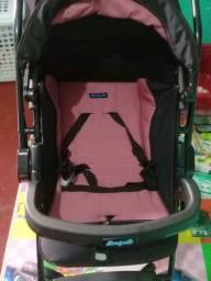 Título do anúncio: Carrinho de bebê Burigotto Preto com rosa