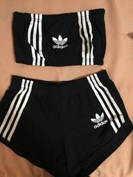 conjunto adidas feminino short e cropped