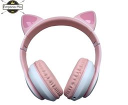 Título do anúncio: Fone De Ouvido Bluetooth Led Orelha Gato Led Headphone Rosa