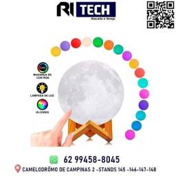 Título do anúncio: Luminária Lua Cheia 3d Abajur Colorida com Controle