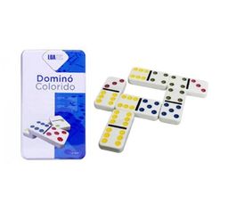 Jogo Domino Profissional Osso Colorido 28 Peças Com Estojo