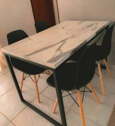 Título do anúncio: Mesa estilo industrial tampo em MDF marmorizado