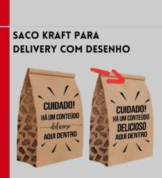 Título do anúncio: Saco Kraft para delivery com desenho