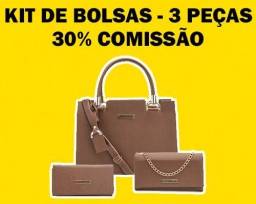 Título do anúncio: Kit de Bolsas Femininas - 3 Peças - Bolsa Grande, Bolsa Clutch e Carteira<br><br>