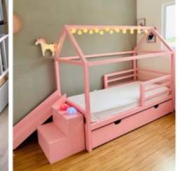 Título do anúncio: Caminha Montessori 2 camas de solteiro escorregador e escada