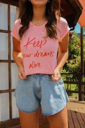 Título do anúncio: T-shirt Feminina Keep Your Dreams Alive | Algodão 30.1 | Tam. M