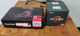 Título do anúncio: RX 570 (4GB) Powercoolor + Ryzen 1600AF (com coolerbox)