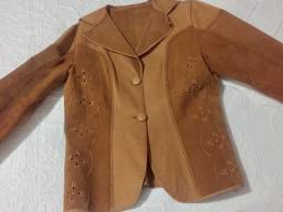 Título do anúncio: Casaco jaqueta de couro italiano legítimo transpontado tam G