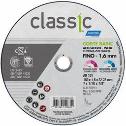 Título do anúncio: Kit Disco de Corte 7 POL x 1,6 MM Aço Inox Furo 7/8 POL Classic Corte Basic 