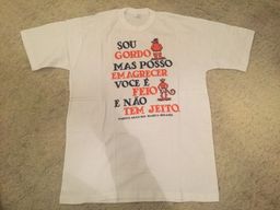 Título do anúncio: Camiseta Sou Gordo Mas Posso Emagrecer Lembrança Bahia Tamanho Gg Branca Nova!