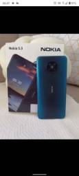 Título do anúncio: Nokia 5.3 novo com caixa troco com volta 
