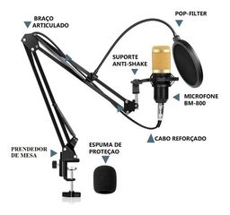 Título do anúncio: 4 Microfones Condensador Novos com NF