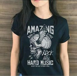 Título do anúncio: Camiseta T-shirt Blusinha Blusa Feminina Caveira Rock Estilo