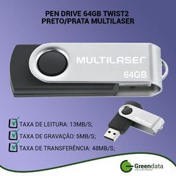 Título do anúncio: Pen drive twist2 64gb prata/preto - multilaser pd590