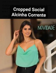Título do anúncio: Cropped Blusinha Social Feminina Soltinha Alcinha Corrente