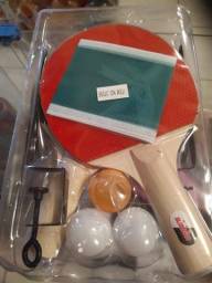 Título do anúncio: R$35 Kit ping pong completo tenis de mesa 2 raquete + suporte + rede +3 bolas novo