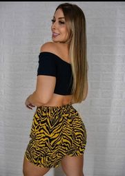 Título do anúncio: Short viscose zebra amarelo e preto 