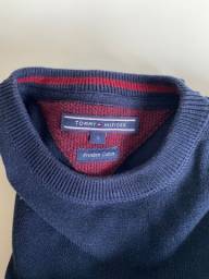 Título do anúncio: Suéter Tommy Hilfiger Masc. P Classic Cotton Azul Marinho