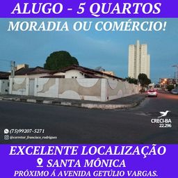 Título do anúncio: Alugo Excelente Casa 5/4, Um Suíte, Moradia ou Comércio- Bairro: Santa Mônica.