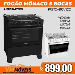 Título do anúncio: Fogão Mônaco 5 BCS Preto/Branco Frete grátis em Goiânia e Aparecida