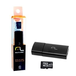 Título do anúncio:  Cartão De Memória 2x1 Smartgo 16GB Classe 10 + Adaptador USB Multilaser