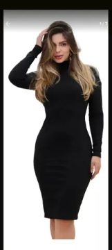 Vestido MIDI gg e g 2 manga longa preto 