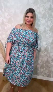 Vestido ombro a ombro plus size 44/46