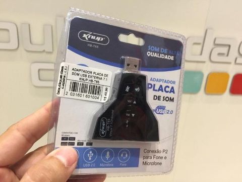 Adaptador Placa De Som Usb 7.1 2 Entradas P2 Fone E Microfone