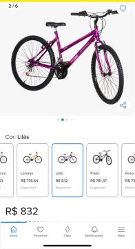Bicicleta Aro 26 Lilás - Nova