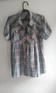 Camisas xadrez feminina manga curta