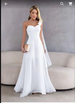 Vestido de noiva branco ombro