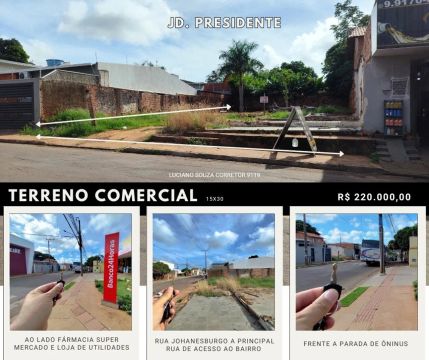 Terreno Comercial - Próximo a Farmácia e Mercado