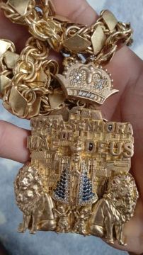 Cordao de moeda antiga Nossa Senhora Aparecida
