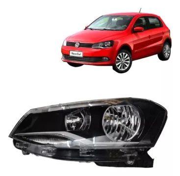 Farol Gol G6 Farol Esquerdo Gol G6 13/16 C/foco Duplo/cromo/mascara Negra