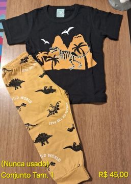 Conjunto Dinossauro Bebê - Tamanho 1 - Novo