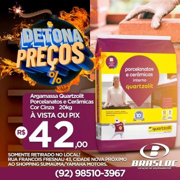 Super Promoção Argamassa Porcelanato interno cinza Quartzolit -20kg
