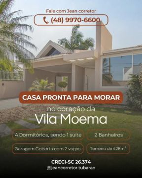 *OPORTUNIDADE* CASA COM 4 QUARTOS NA VILA MOEMA (Tubarão-SC)