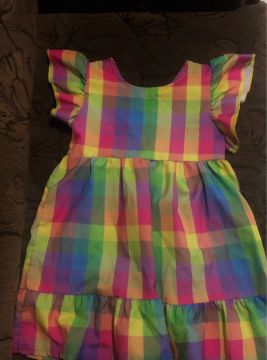 Vestido Infantil Colorido em Xadrez