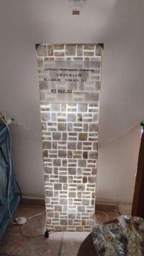 Luminária Madrepérola Indonesia - 1,30 x 0,30 x 0,20