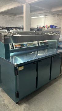 Condimentadora balcão de serviço refrigerado todo em inox com 3 portas e 1.85m Kofisa