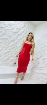 Vestido vermelho de couro