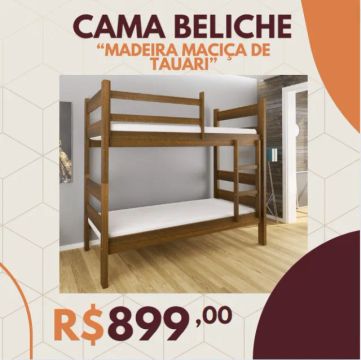 Beliche em Madeira Maciça de Tauari | Vira 2 Camas, Melhor Custo Beneficio do Mercado