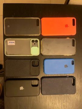 kit com 8 capinhas do iphone, sendo,: 3 do 11, 4 do 8 plus, e 1 do 6