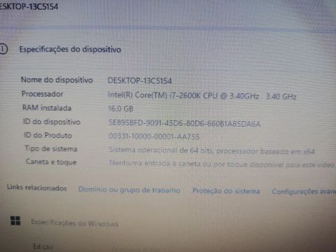 Computador Intel Core i7, 16GB RAM, SSD e hd