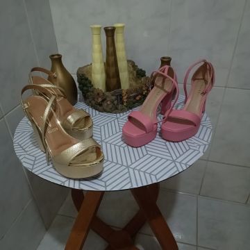 Sandálias plataforma - Dourada e Rosa