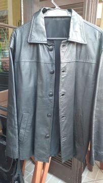 Casaco de Couro Masculino Preto